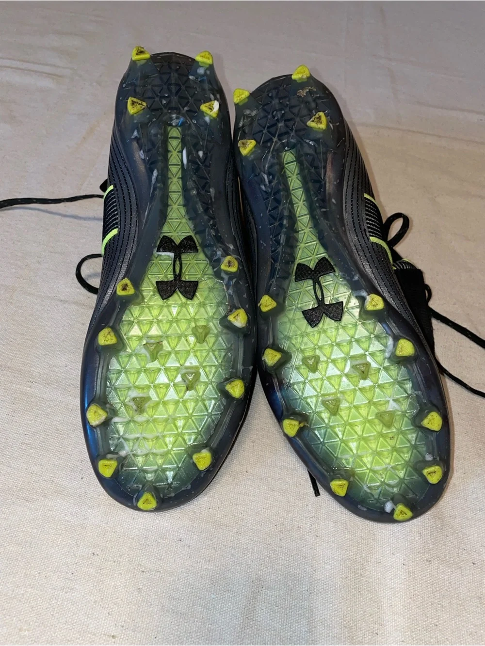 Men's Black, Silver and Neon Green Football Cleats
